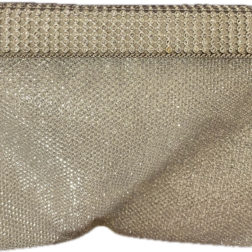 Shimmery Silver Rhinestone-Trim Evening Clutch by Nina